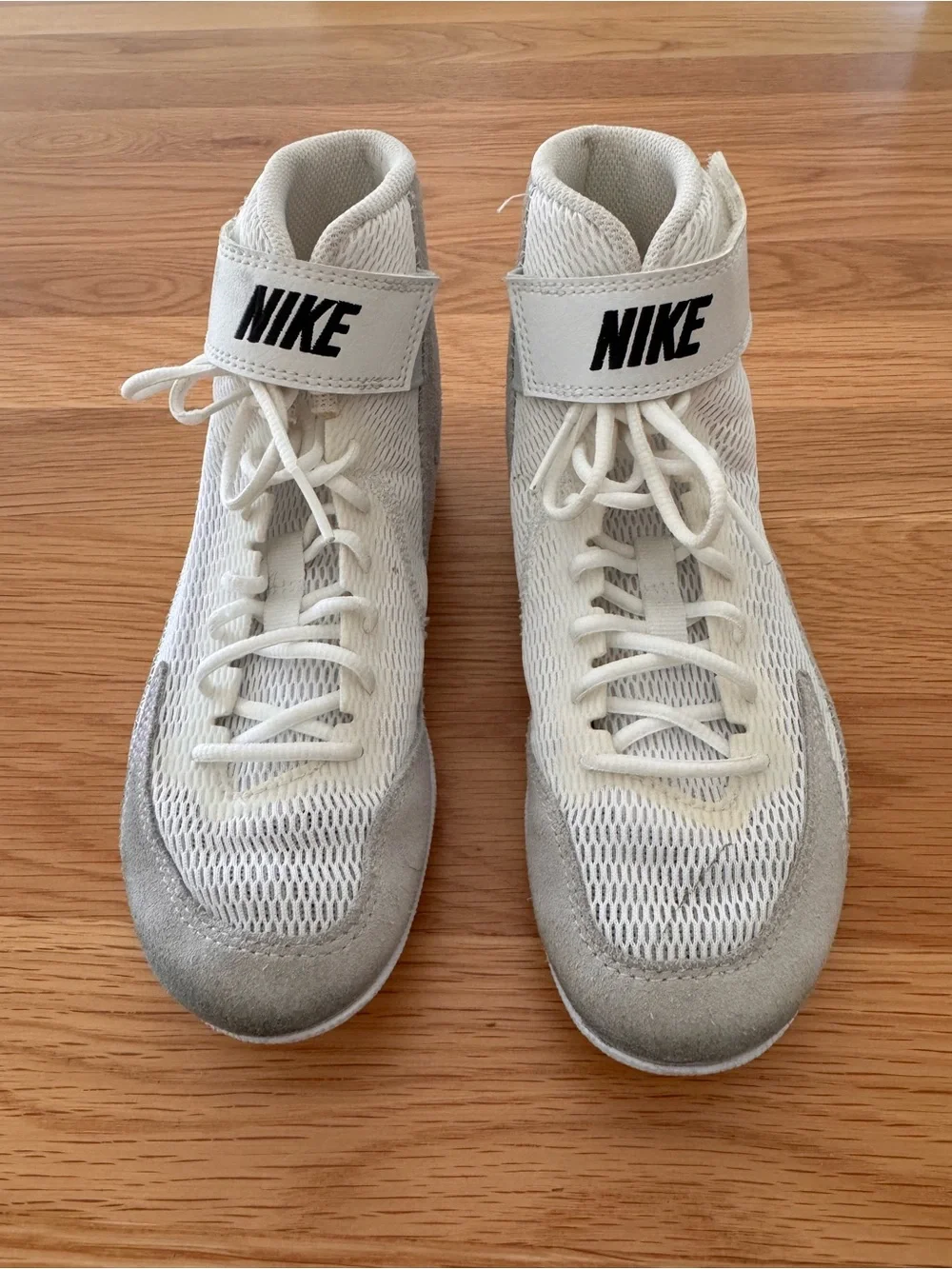 Nike Kids High-Top Sneakers in White and Light Gray